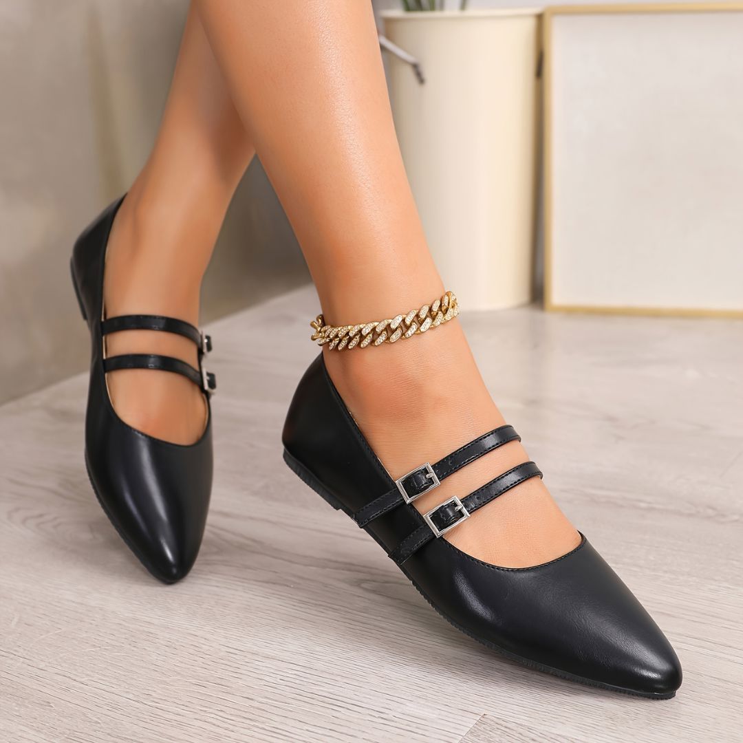 BAILARINAS DE PUNTA FINA CON HEBILLAS Bailarina 5 ZAPRINI Negro 34 