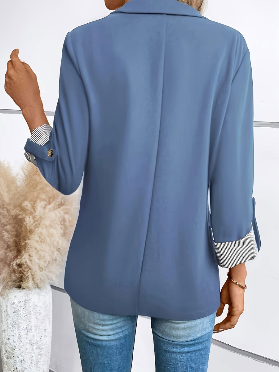 BLAZER CON DETALLE A RAYAS Blazer 08 ZAPRINI Azul S 