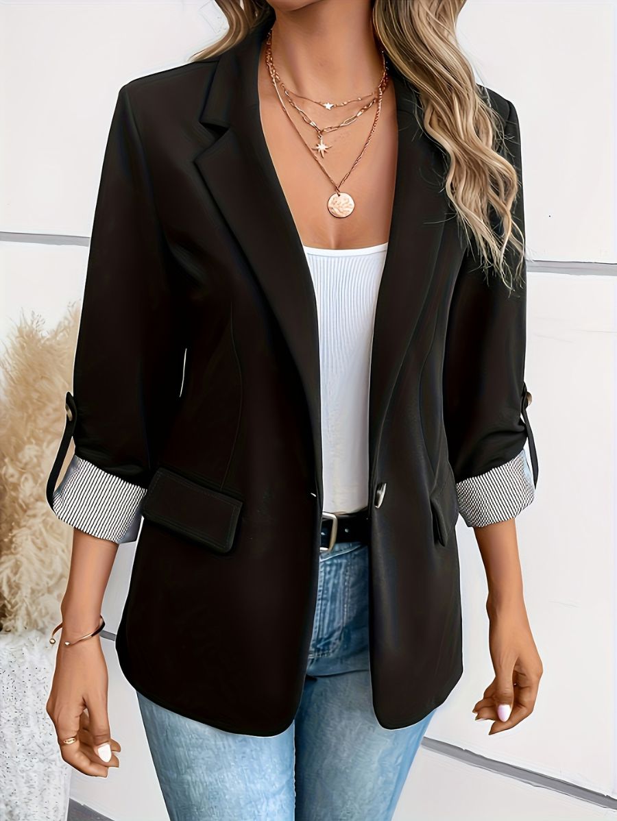 BLAZER CON DETALLE A RAYAS Blazer 08 ZAPRINI Negro S 