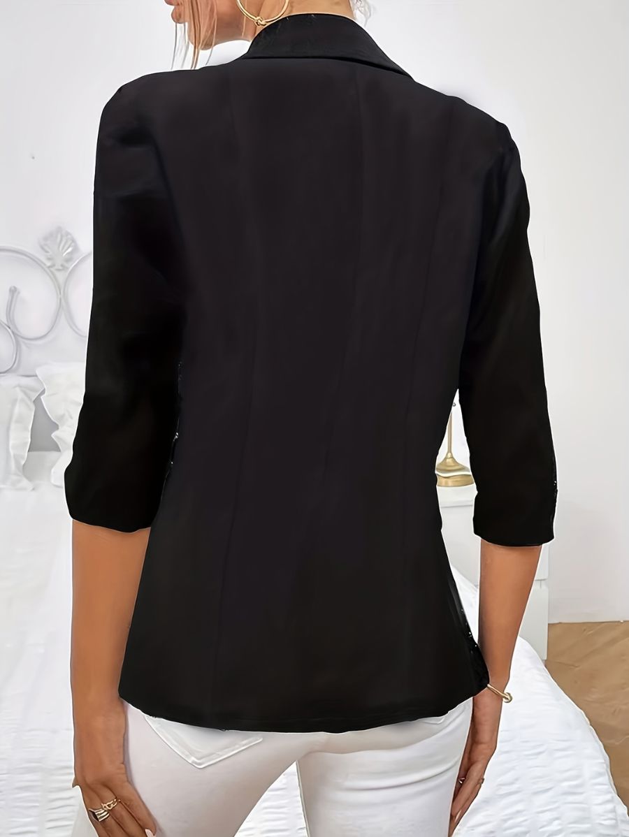BLAZER CON DETALLE LATERAL DE ENCAJE Blazer 09 ZAPRINI Negro S 