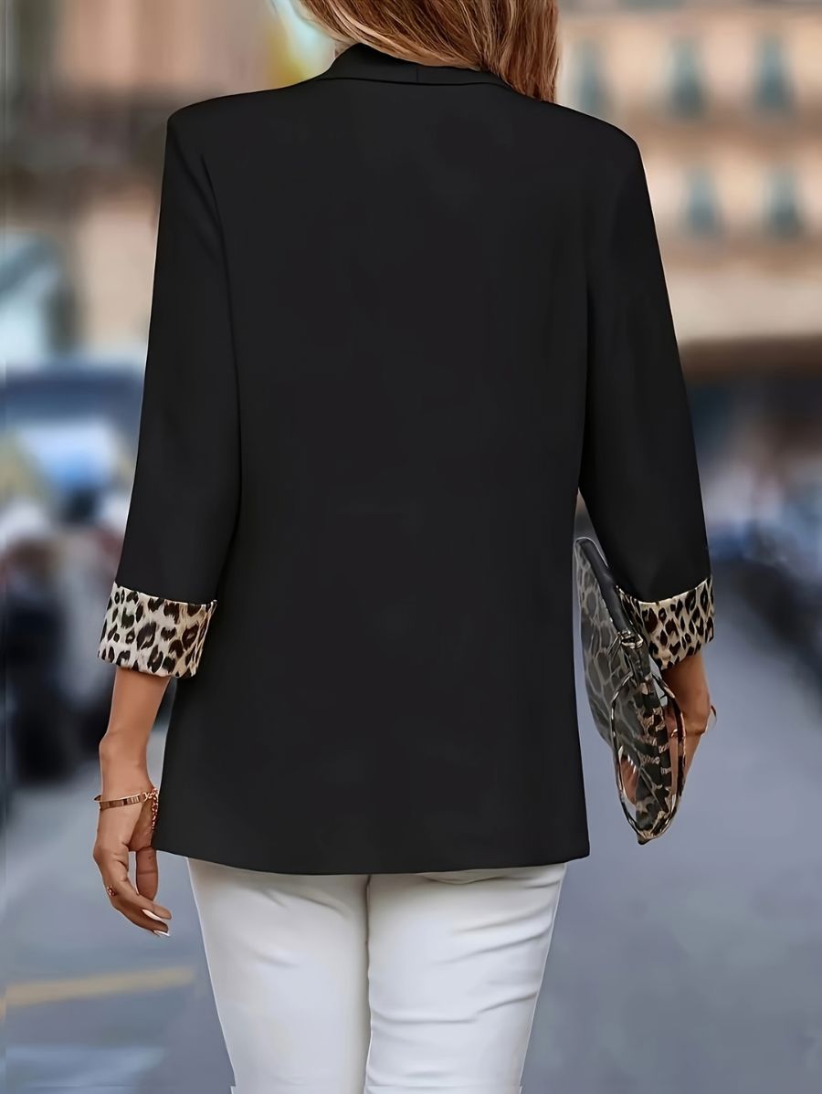 BLAZER CON DETALLE LEOPARDO EN MANGAS Blazer 04 ZAPRINI Negro S 