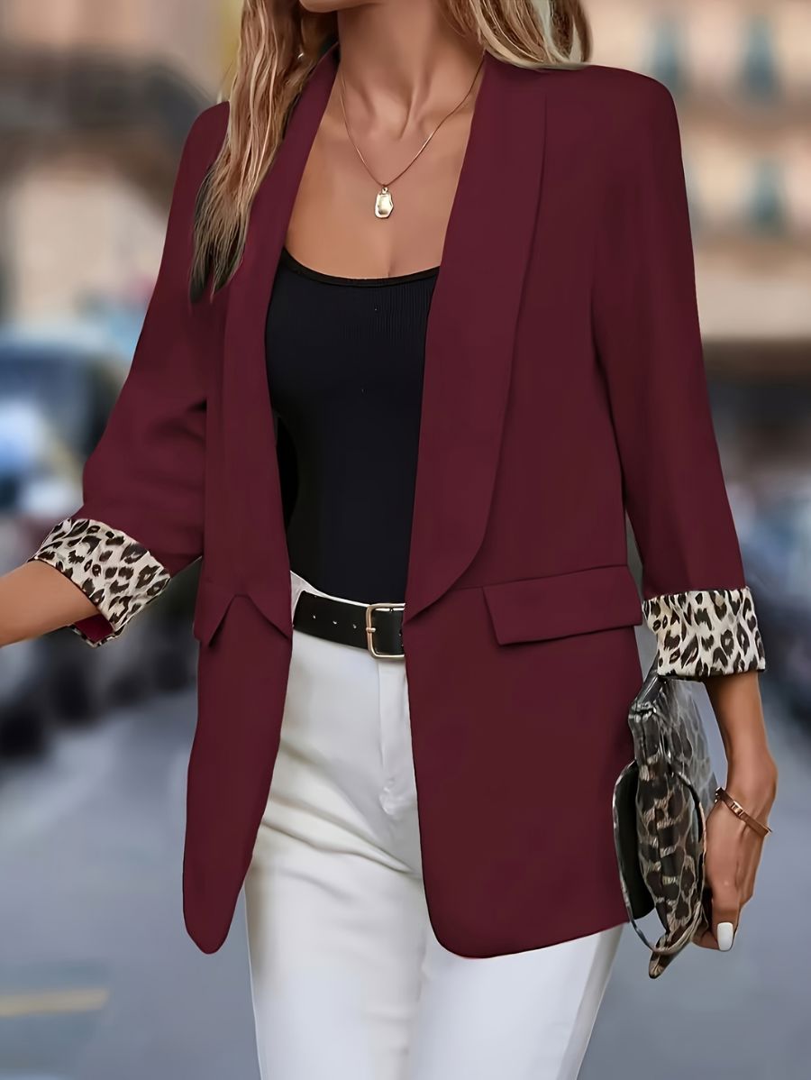 BLAZER CON DETALLE LEOPARDO EN MANGAS Blazer 04 ZAPRINI Bordo S 