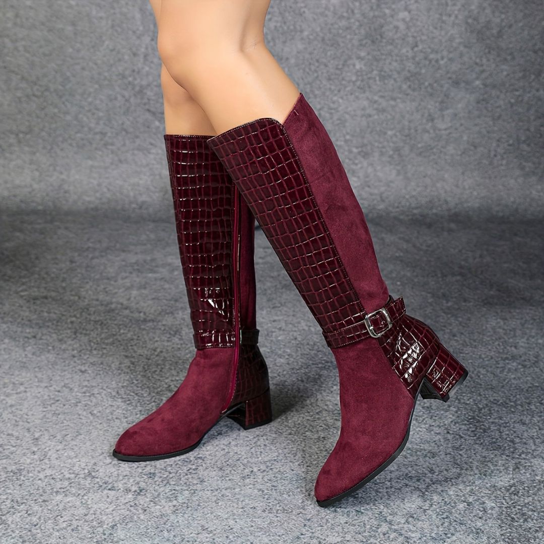 BOTAS CAÑA ALTA DE PUNTA FINA Y TEXTURA Bota 6 ZAPRINI Bordo 34 