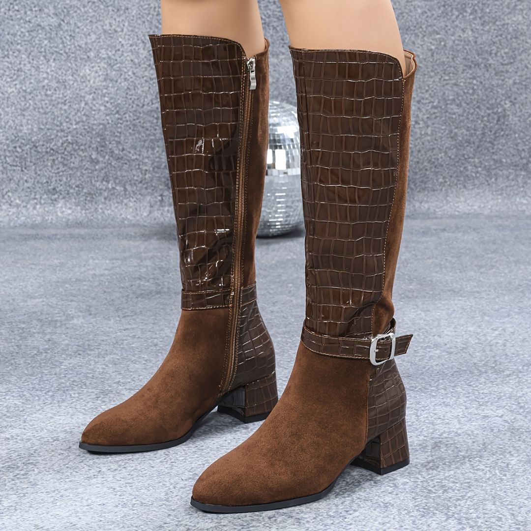 BOTAS CAÑA ALTA DE PUNTA FINA Y TEXTURA Bota 6 ZAPRINI Marrón 34 