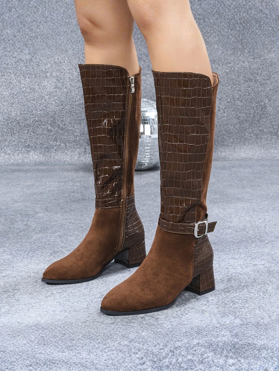 BOTAS CAÑA ALTA DE PUNTA FINA Y TEXTURA Bota 6 ZAPRINI Marrón 34 