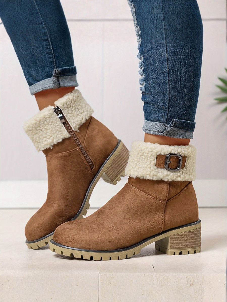 BOTAS CON CORDERITO Y DETALLE DE HEBILLA Bota 18 ZAPRINI Marrón 34 