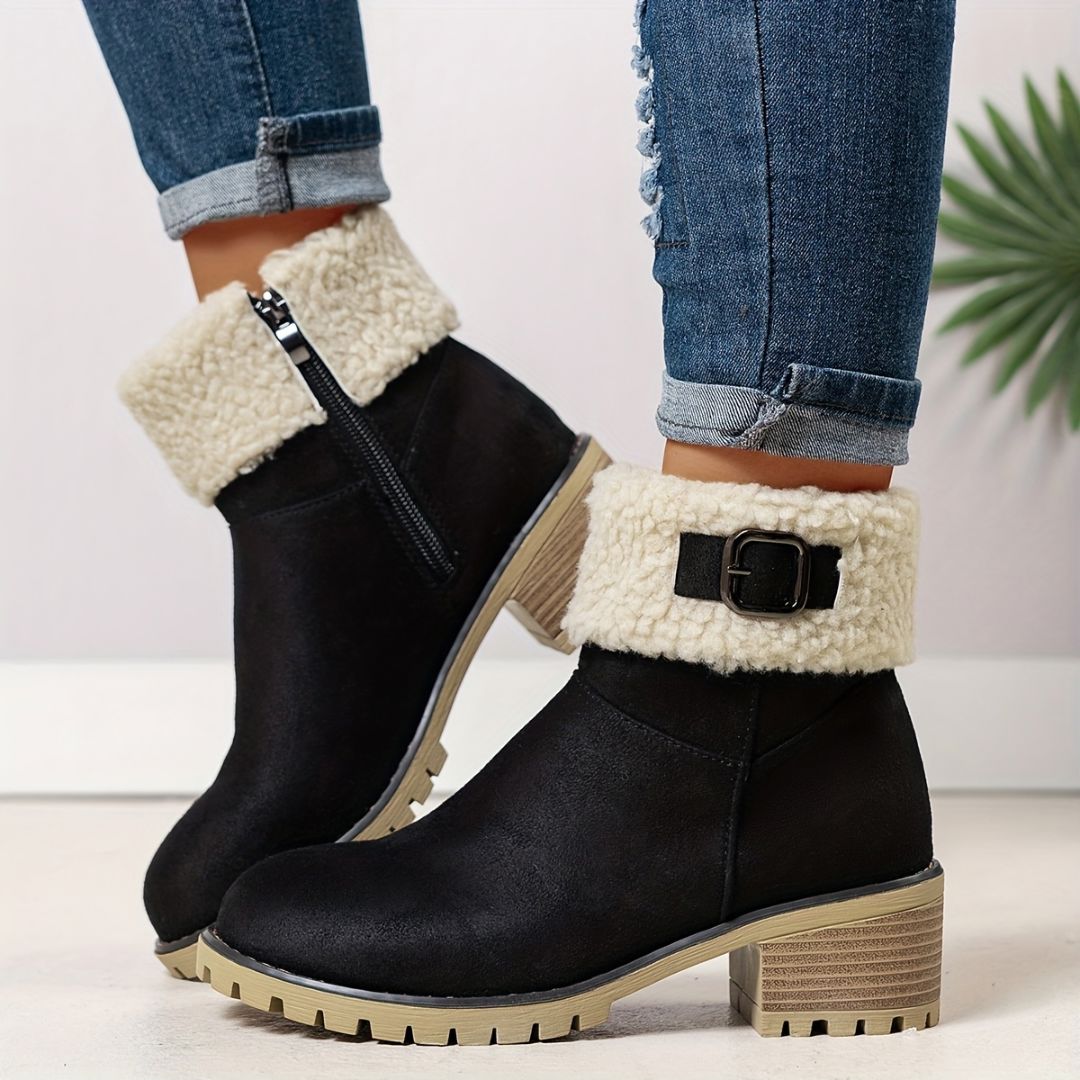 BOTAS CON CORDERITO Y DETALLE DE HEBILLA Bota 18 ZAPRINI Negro 34 