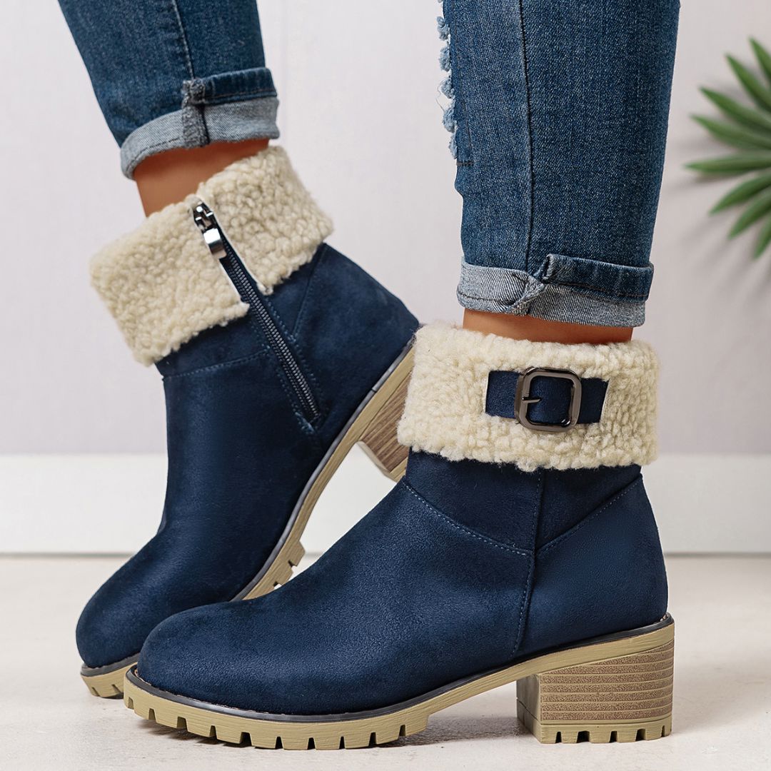 BOTAS CON CORDERITO Y DETALLE DE HEBILLA Bota 18 ZAPRINI Azul 34 