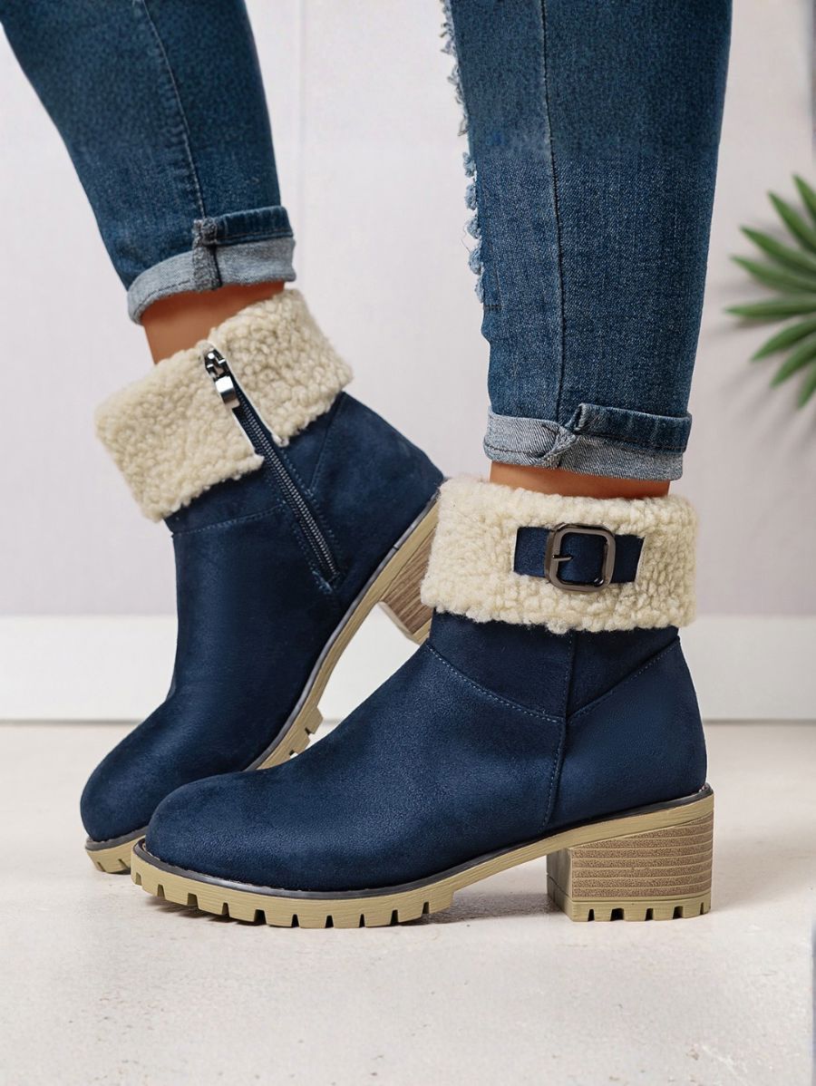BOTAS CON CORDERITO Y DETALLE DE HEBILLA Bota 18 ZAPRINI Azul 34 