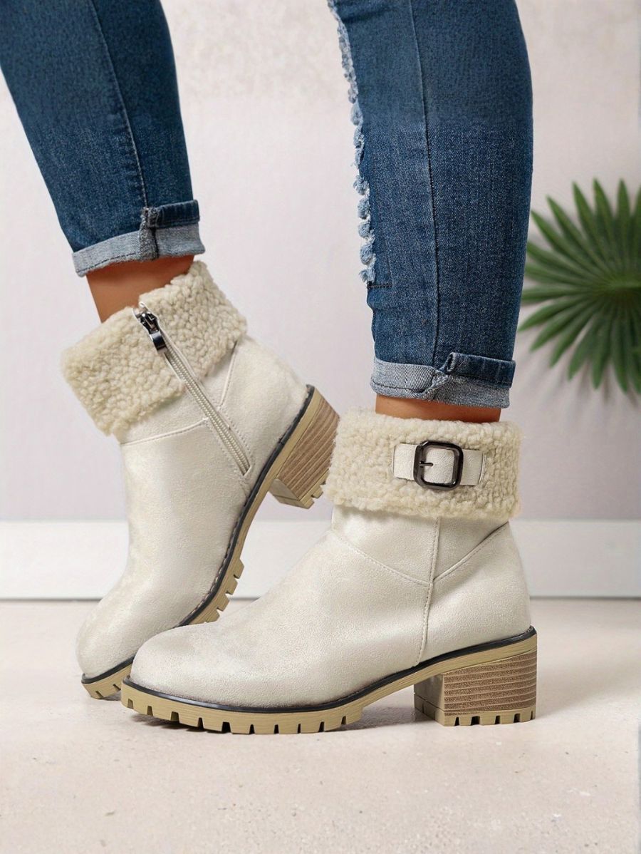 BOTAS CON CORDERITO Y DETALLE DE HEBILLA Bota 18 ZAPRINI Beige 34 