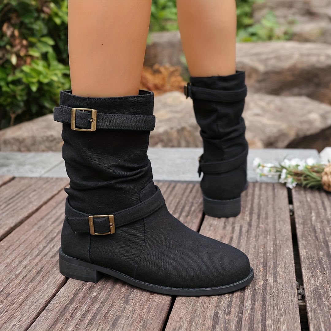 BOTAS CON DOBLE HEBILLA Y PUNTA REDONDA Bota 1 ZAPRINI 