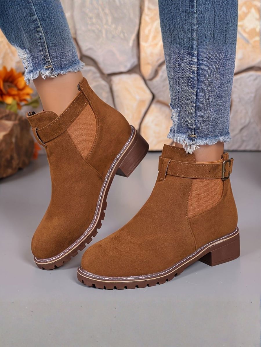 BOTAS CON TACÓN BAJO Y HEBILLA LATERAL Bota 10 ZAPRINI Marrón 34 