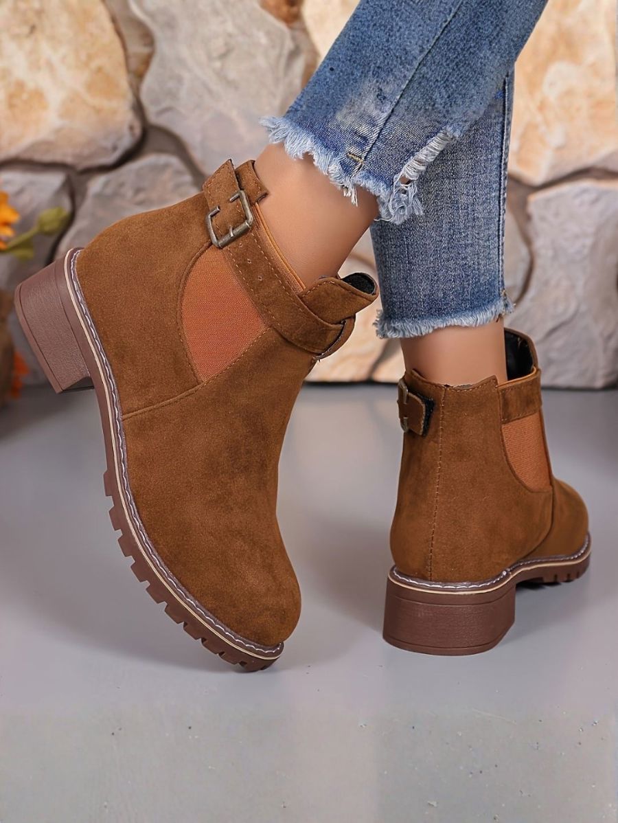BOTAS CON TACÓN BAJO Y HEBILLA LATERAL Bota 10 ZAPRINI Marrón 34 