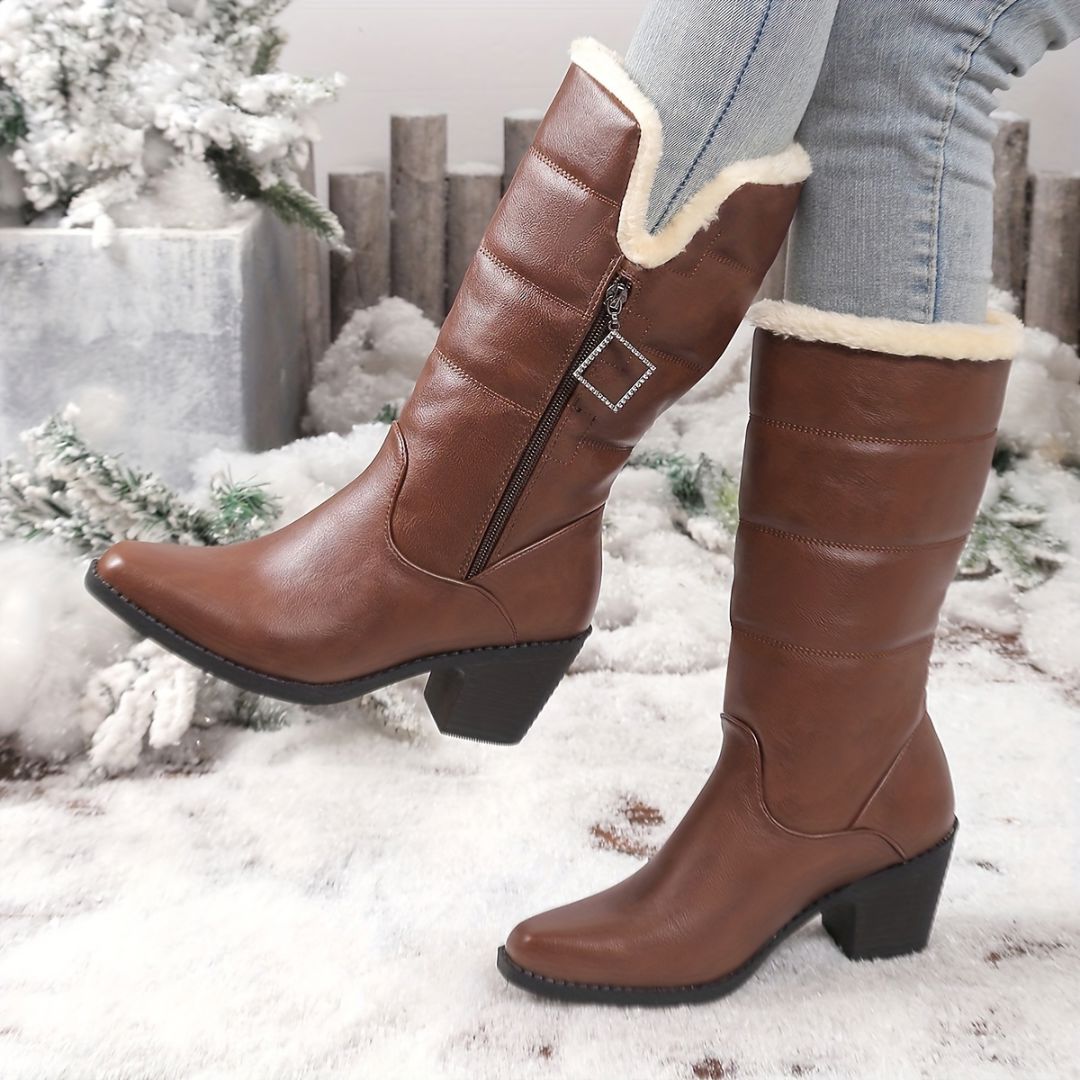 BOTAS CON TACÓN FORRADAS CON CIERRE Bota 15 ZAPRINI Marrón 34 