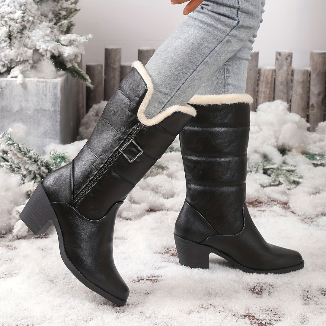 BOTAS CON TACÓN FORRADAS CON CIERRE Bota 15 ZAPRINI Negro 34 