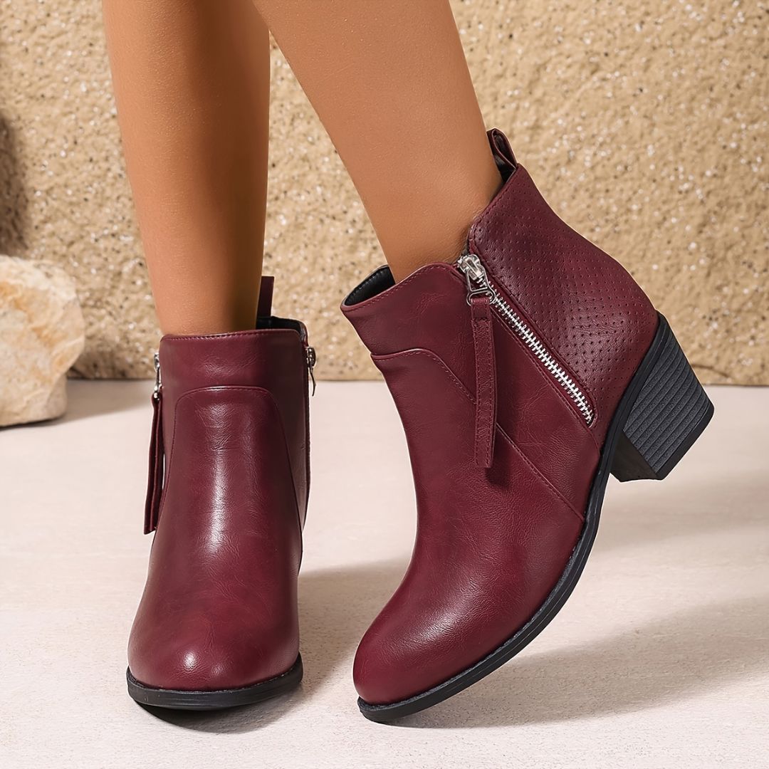 BOTAS CON TACÓN Y DOBLE CIERRE Bota 12 ZAPRINI Bordo 34 
