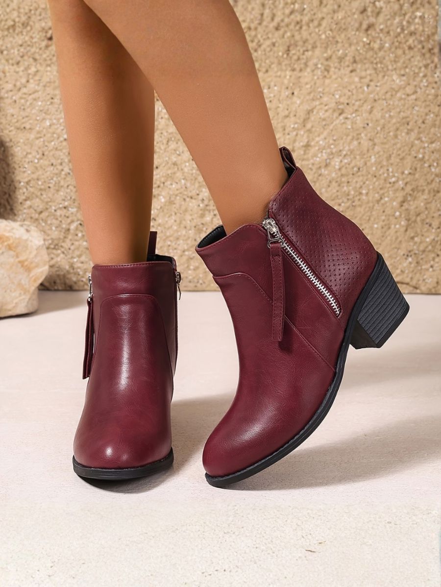BOTAS CON TACÓN Y DOBLE CIERRE Bota 12 ZAPRINI Bordo 34 