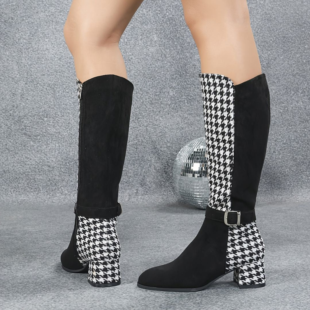 BOTAS CON TACÓN Y ESTAMPADO PIED DE POULE Bota 9 ZAPRINI 34 