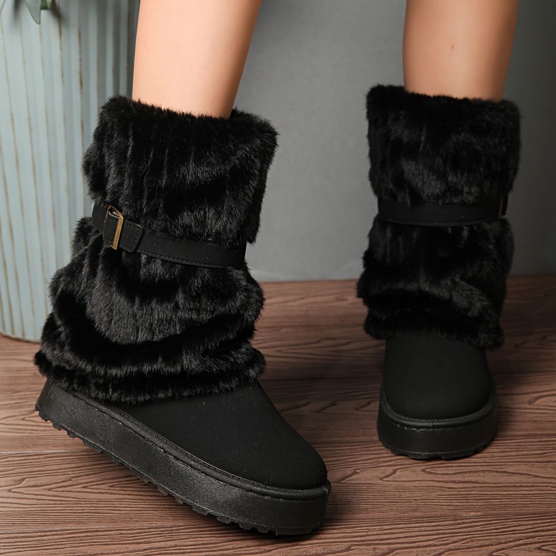 BOTAS DE MEDIA CAÑA CON AFELPADO Bota 22 ZAPRINI Negro 34 