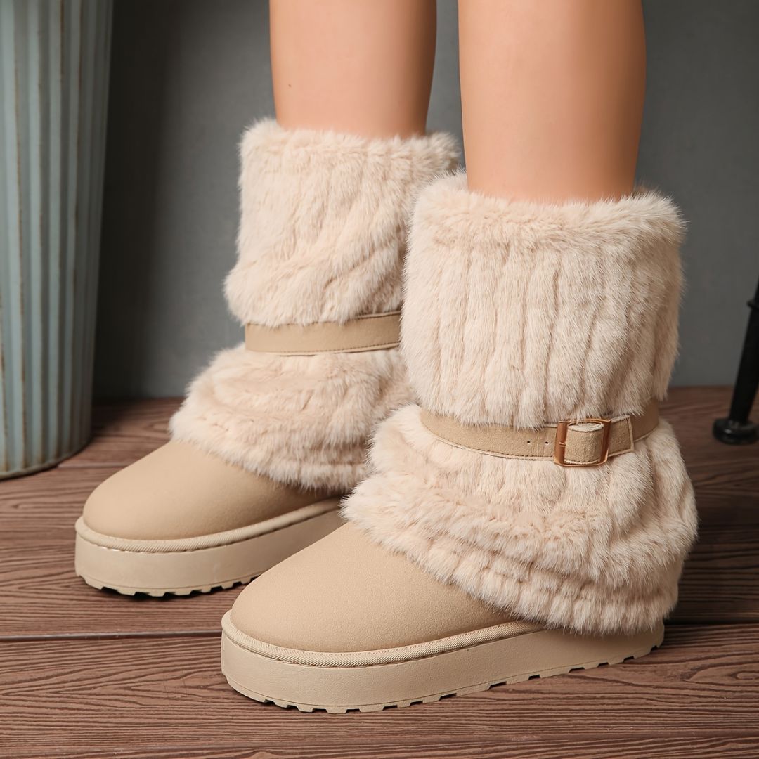 BOTAS DE MEDIA CAÑA CON AFELPADO Bota 22 ZAPRINI Beige 34 