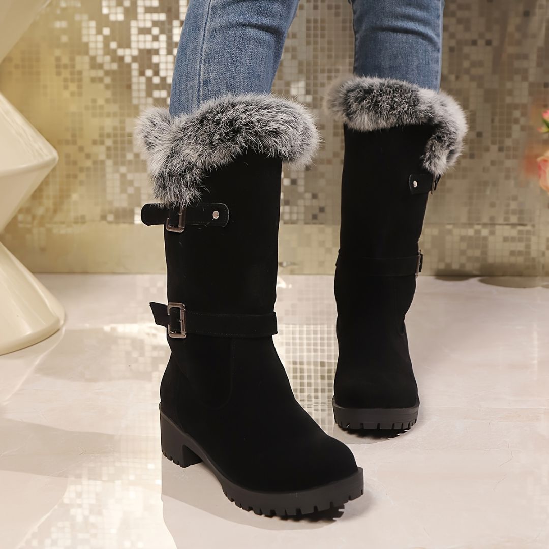 BOTAS MEDIA CAÑA CON DETALLE AFELPADO Bota 14 ZAPRINI 