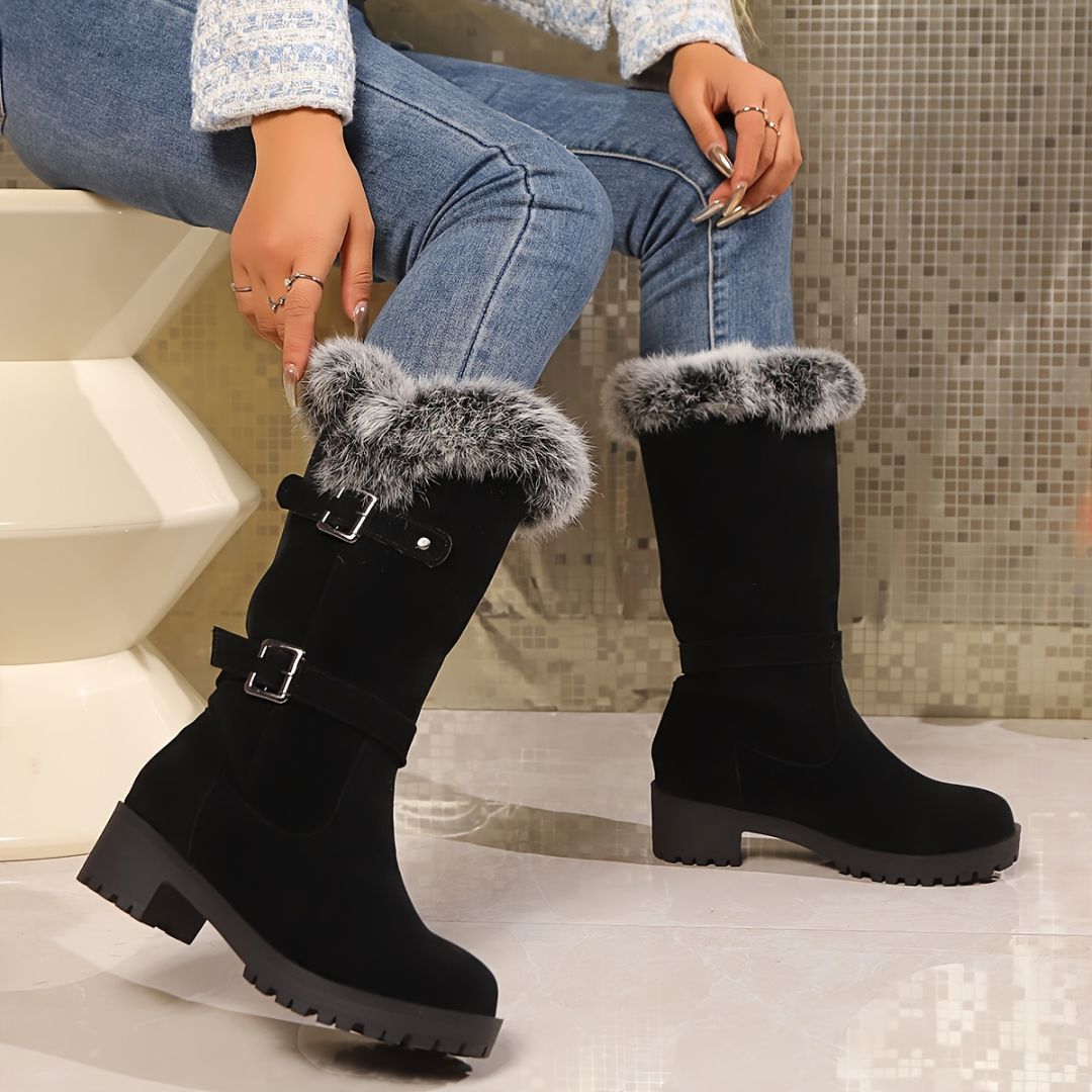 BOTAS MEDIA CAÑA CON DETALLE AFELPADO Bota 14 ZAPRINI 
