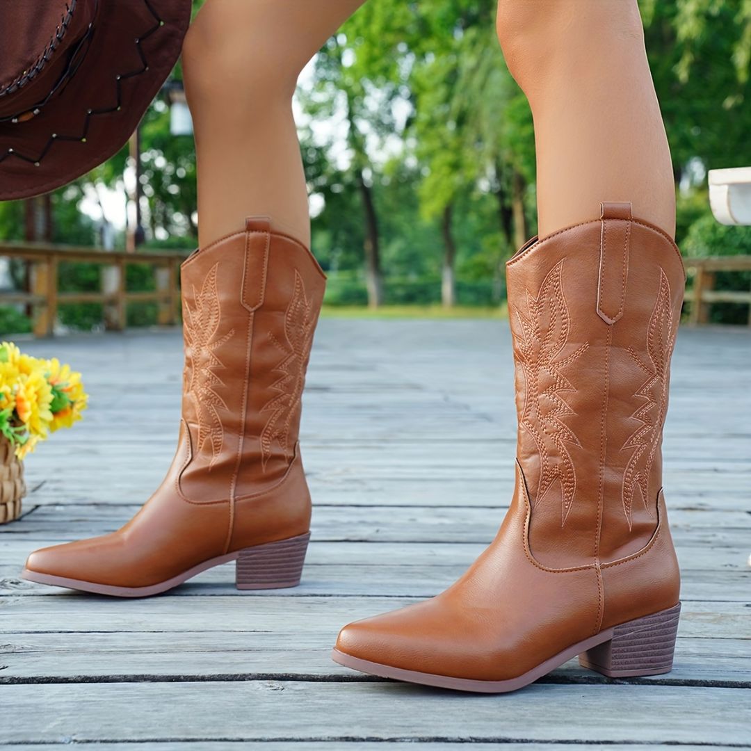 BOTAS TEXANAS CON BORDADO Bota 21 ZAPRINI Marrón 34 