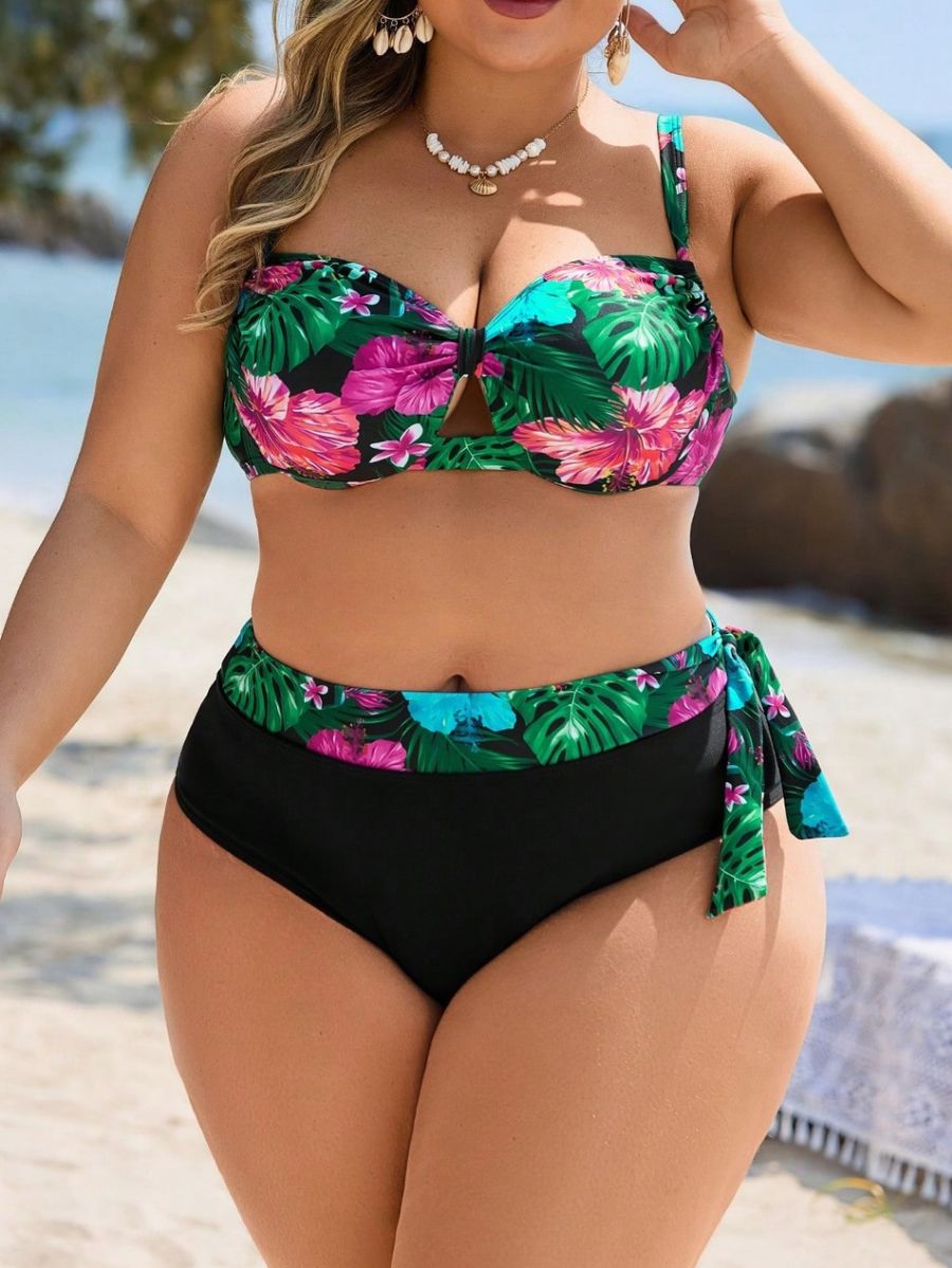 Bikini Con Estampado Tropical y Lazo Plus Size Bikini Plus Size 03 ZAPRINI 0XL 