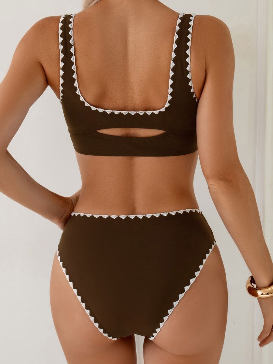 Bikini Con Fruncido y Ribete Contrastante Bikini 06 ZAPRINI 