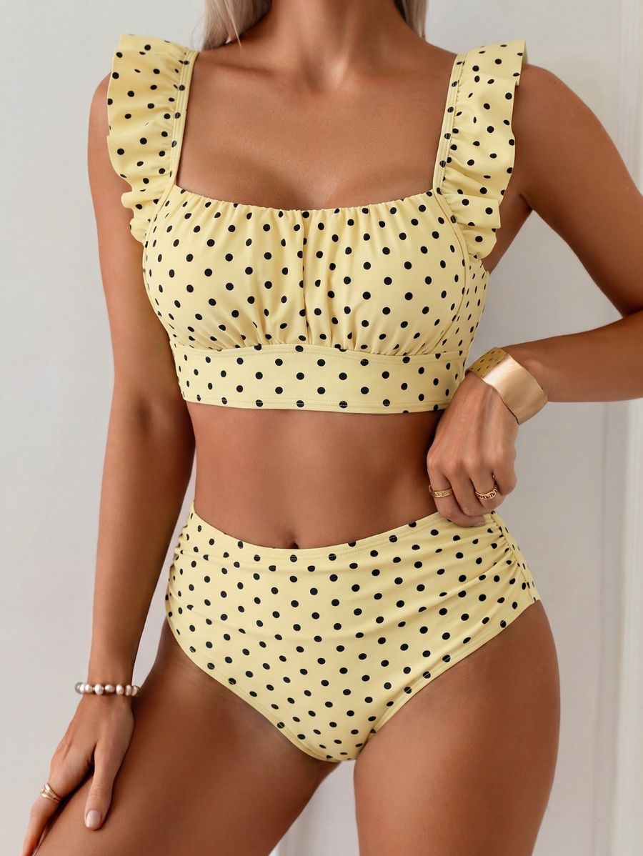Bikini De Lunares Con Tiro Alto Bikini 13 ZAPRINI Amarillo XS 