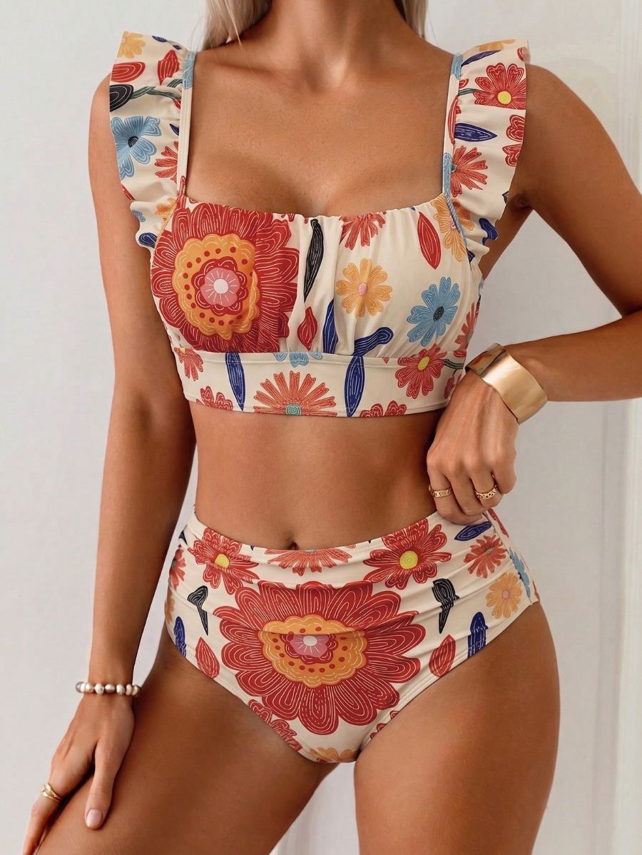 Bikini Floral De Tiro Alto Bikini 11 ZAPRINI XS 