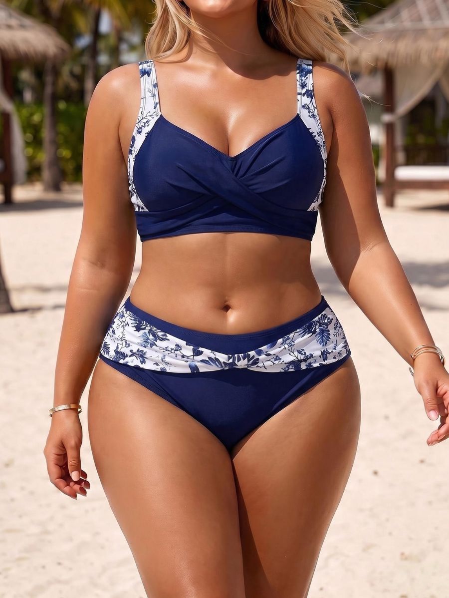 Bikini Tiro Alto Con Detalle Floral Plus Size Bikini Plus Size 01 ZAPRINI 0XL 