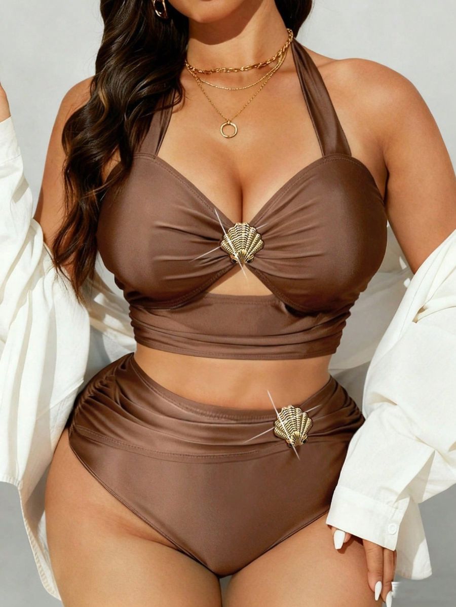 Bikini Tiro Alto Con Detalle Metálico Plus Size Bikini Plus Size 12 ZAPRINI 0XL 