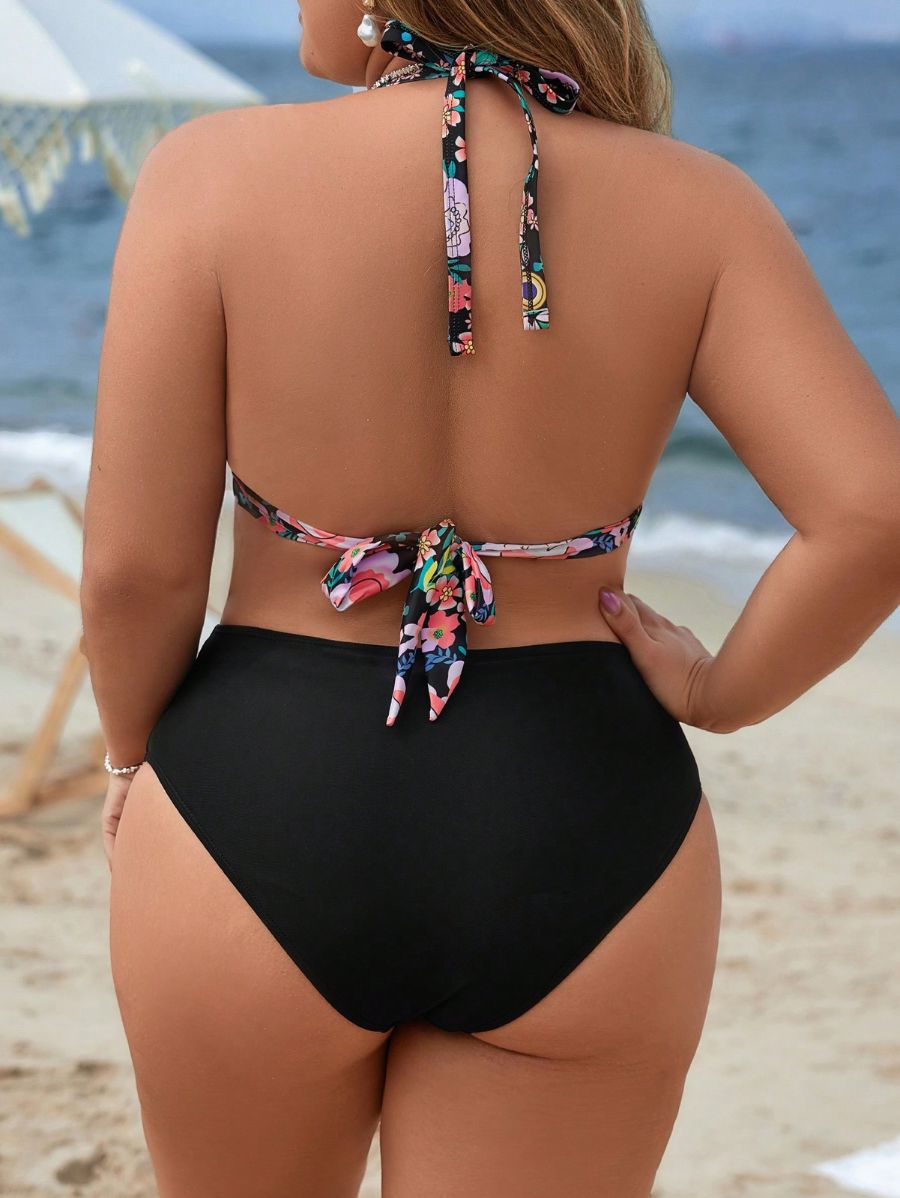 Bikini Tiro Alto Con Estampado Floral Plus Size Bikini Plus Size 11 ZAPRINI 