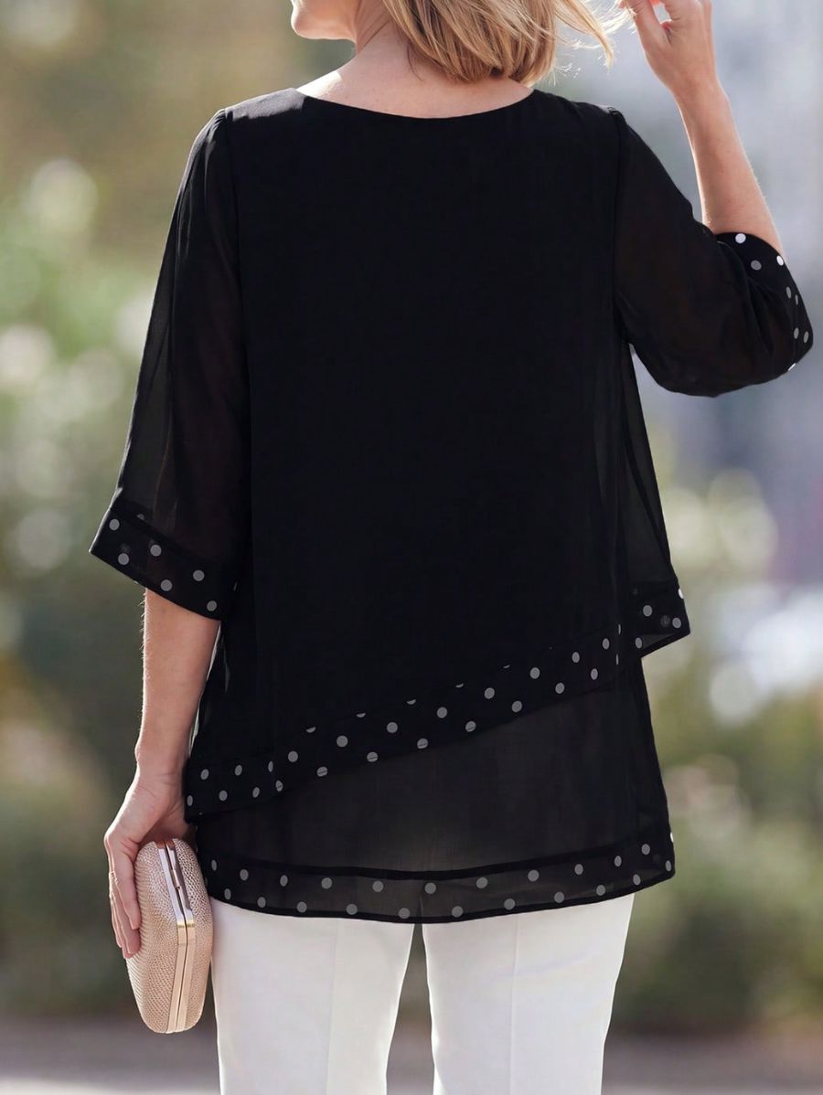 Blusa Asimétrica Con Lunares Blusa 13 ZAPRINI 