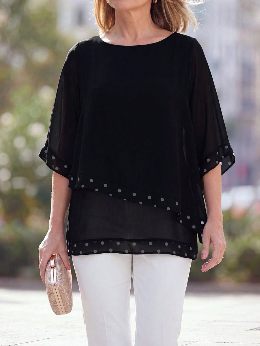 Blusa Asimétrica Con Lunares Blusa 13 ZAPRINI 