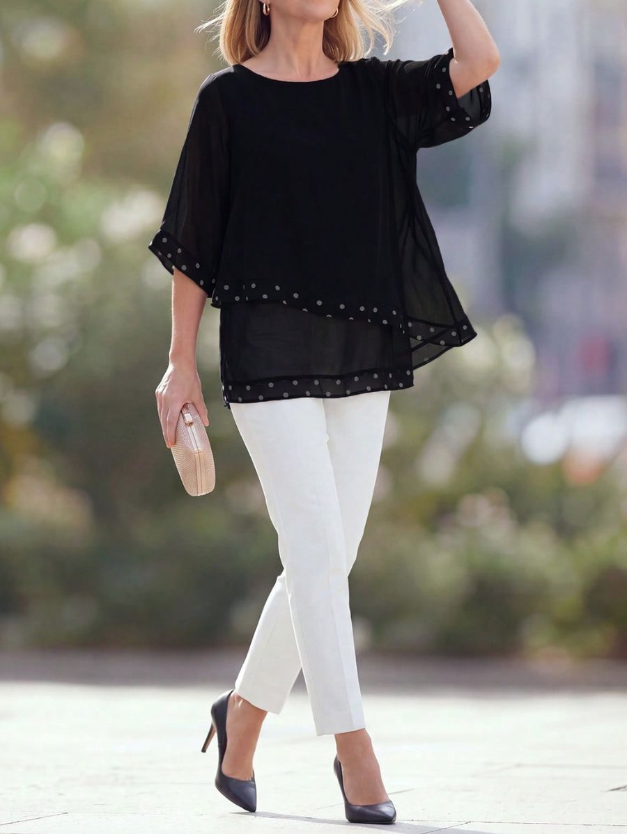 Blusa Asimétrica Con Lunares Blusa 13 ZAPRINI 