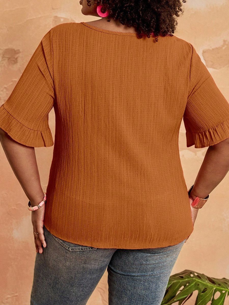 Blusa Con Detalle En Mangas Plus Size Blusa Plus Size 15 ZAPRINI 