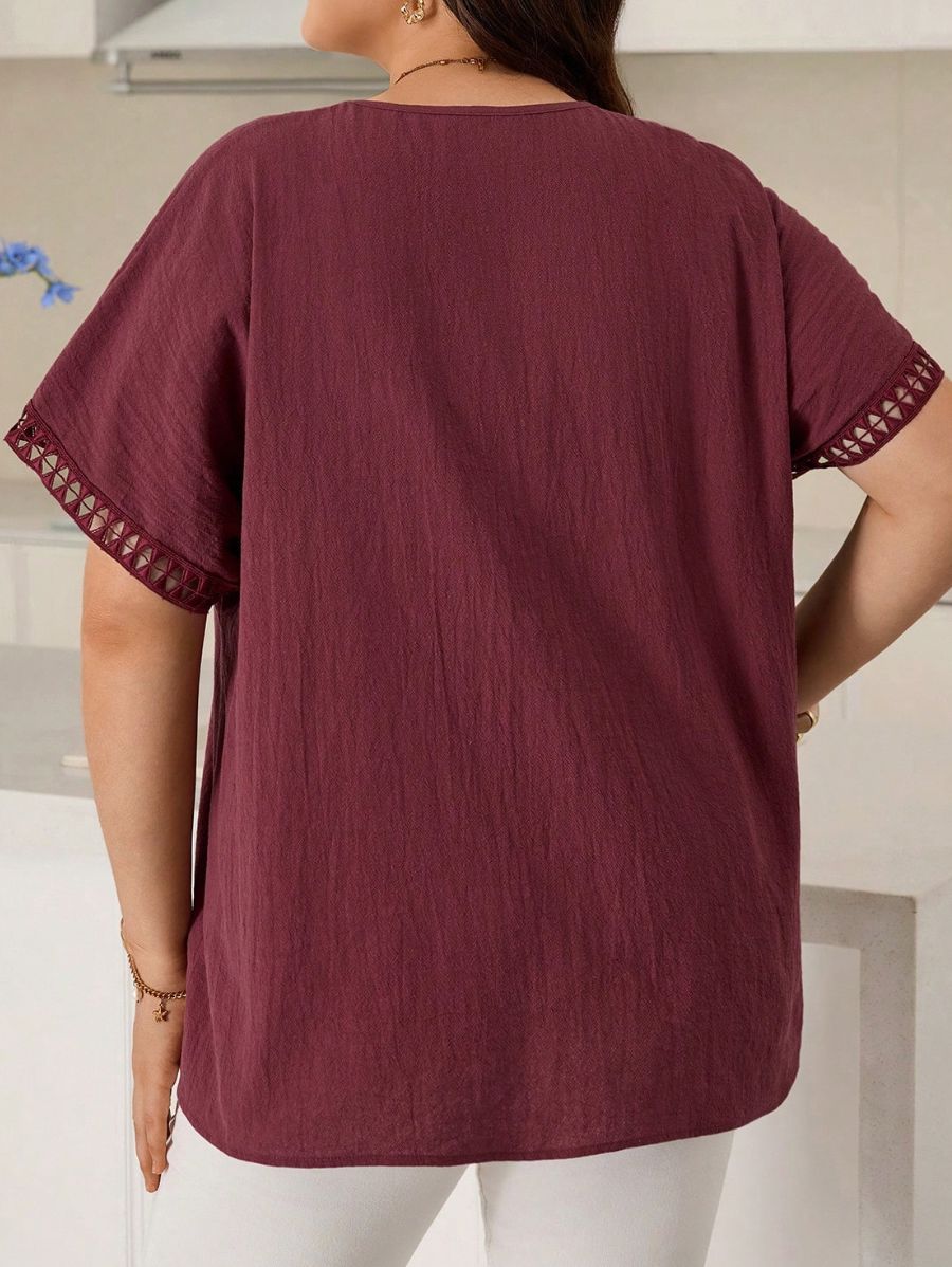 Blusa Con Escote En V y Botones Plus Size Blusa Plus Size 09 ZAPRINI 0XL 
