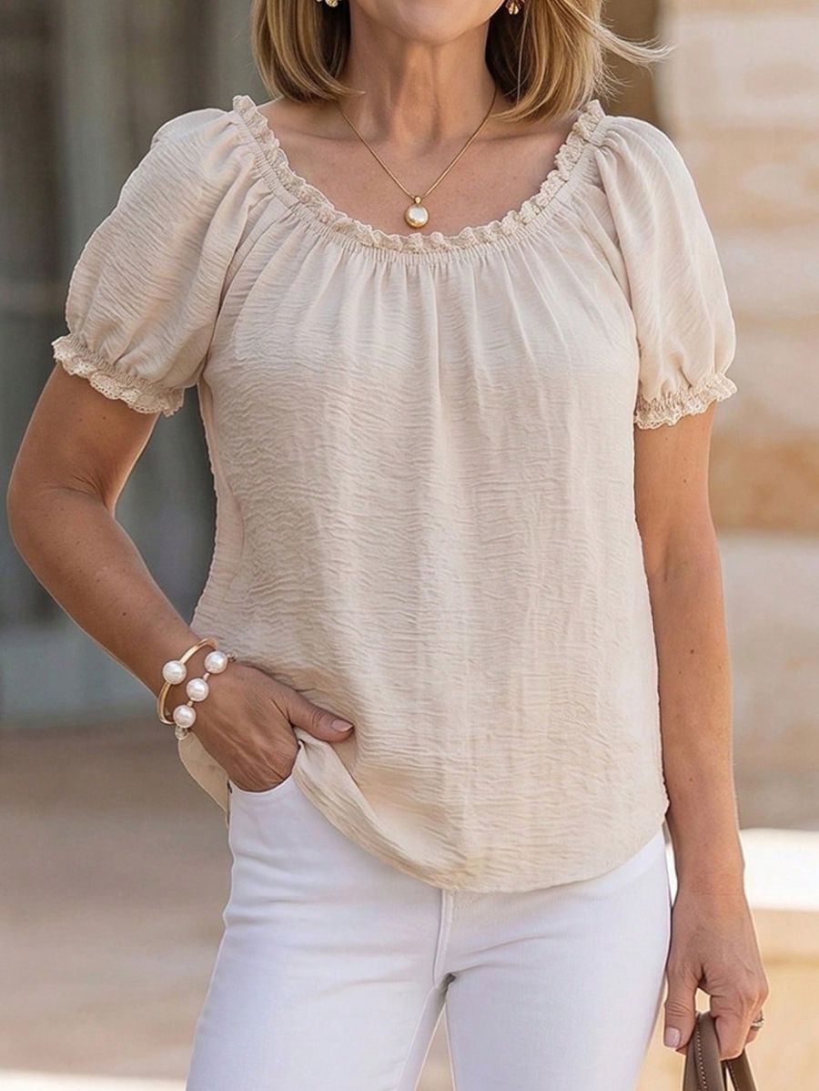 Blusa Con Fruncido y Encaje Blusa 06 ZAPRINI S 