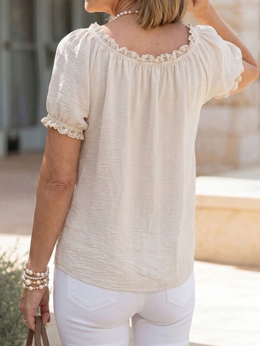 Blusa Con Fruncido y Encaje Blusa 06 ZAPRINI 