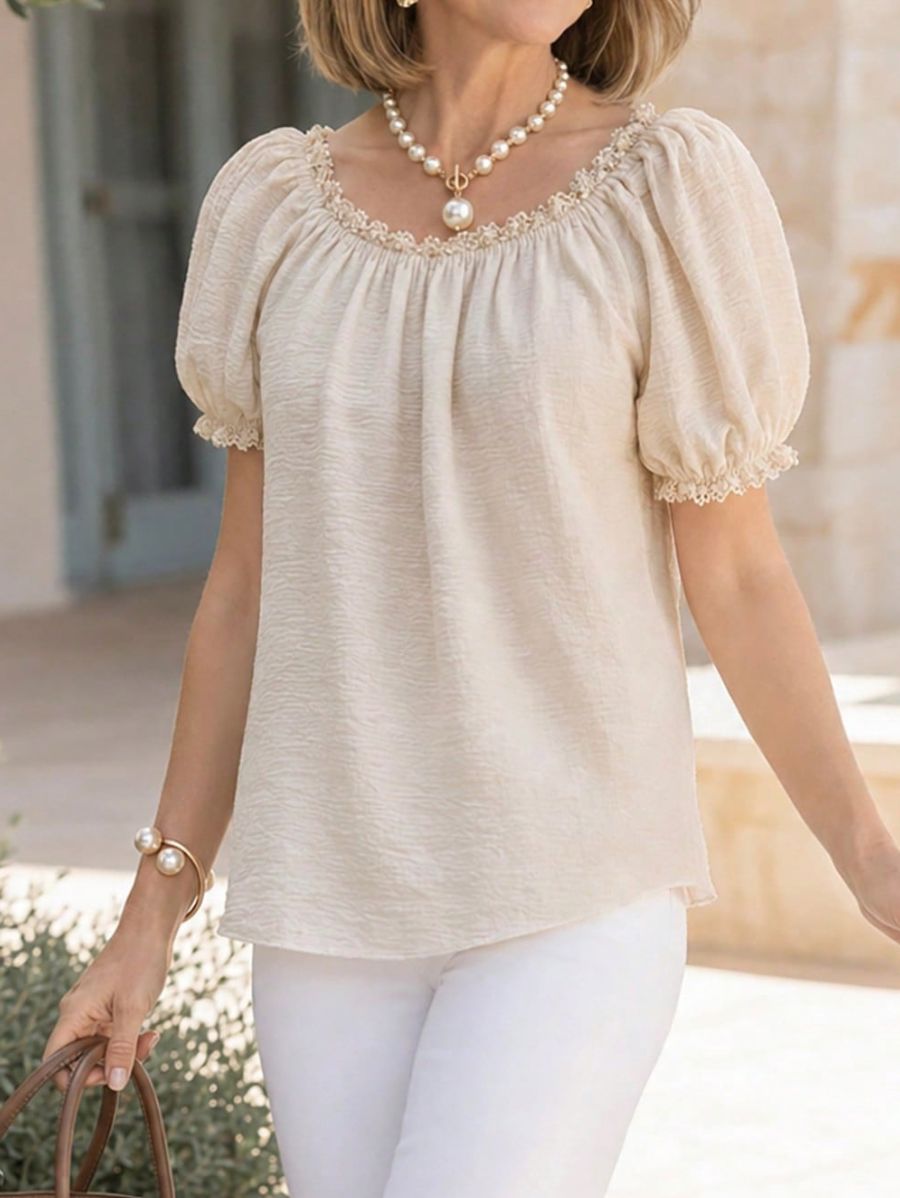Blusa Con Fruncido y Encaje Blusa 06 ZAPRINI 