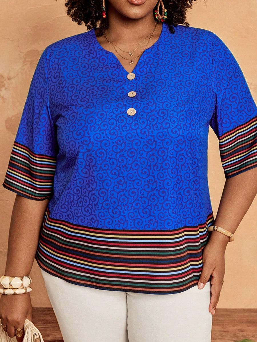 Blusa Estampada Con Botones Plus Size Blusa Plus Size 18 ZAPRINI 0XL 