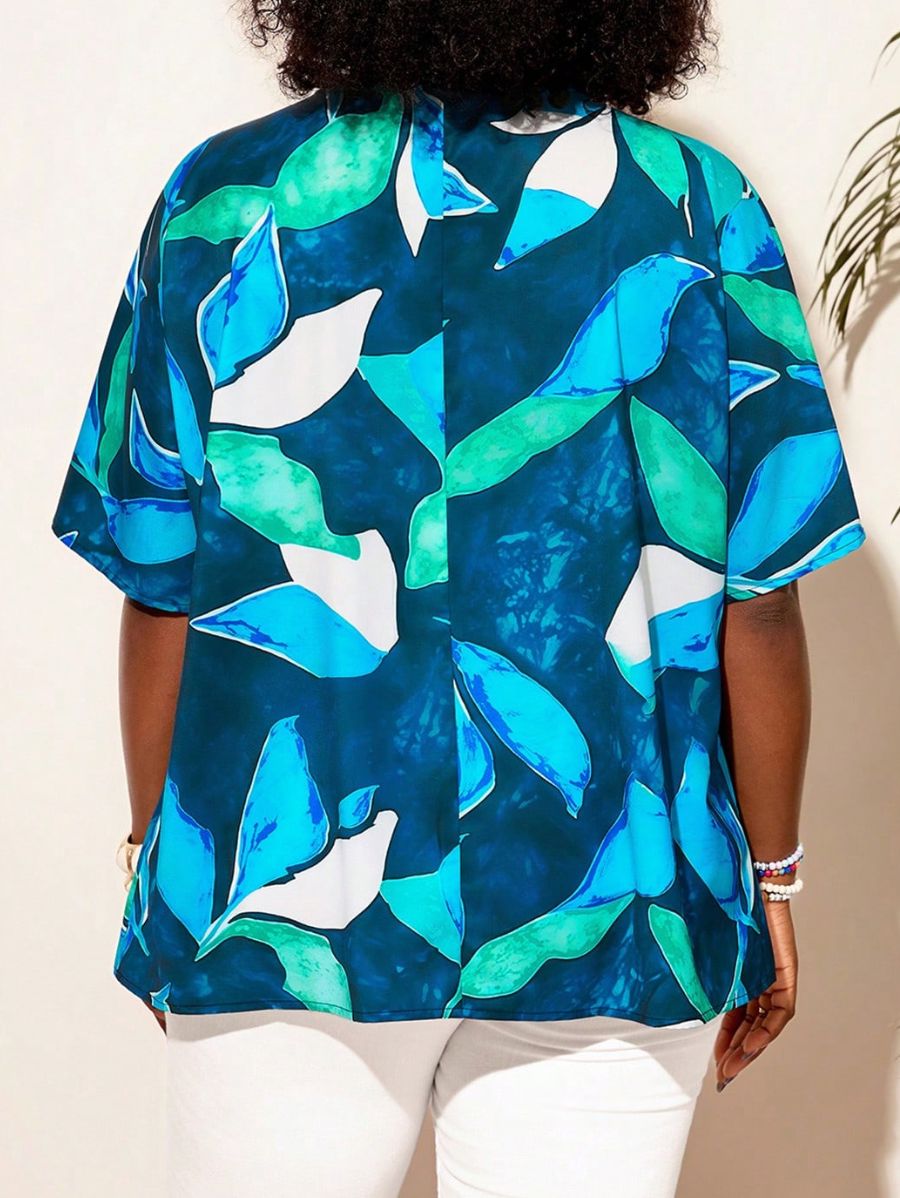 Blusa Estampada Con Escote En V Plus Size Blusa Plus Size 16 ZAPRINI 