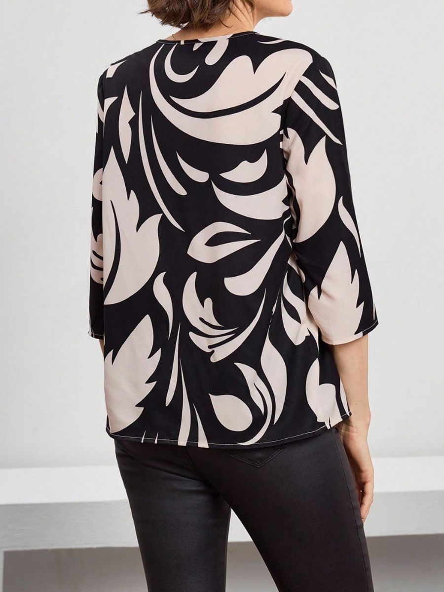 Blusa Estampada De Manga Tres Cuartos Blusa 10 ZAPRINI 
