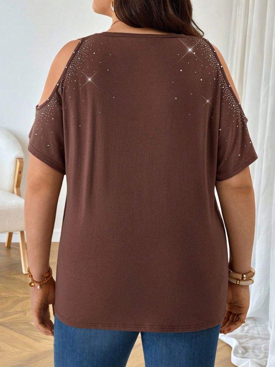 Blusa Manga Corta Con Strass Plus Size Blusa Plus Size 19 ZAPRINI 