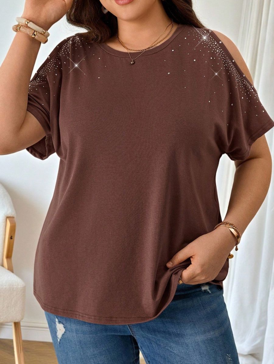 Blusa Manga Corta Con Strass Plus Size Blusa Plus Size 19 ZAPRINI 