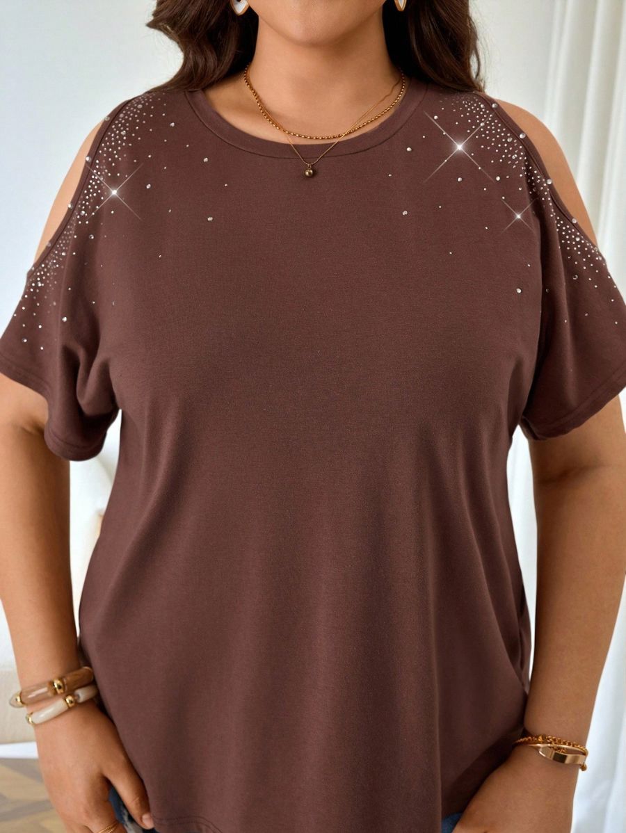 Blusa Manga Corta Con Strass Plus Size Blusa Plus Size 19 ZAPRINI 