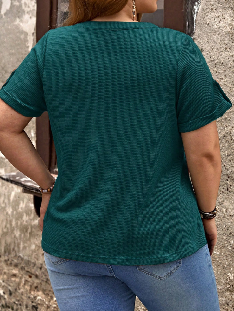 Blusa Manga Corta Con Textura Plus Size