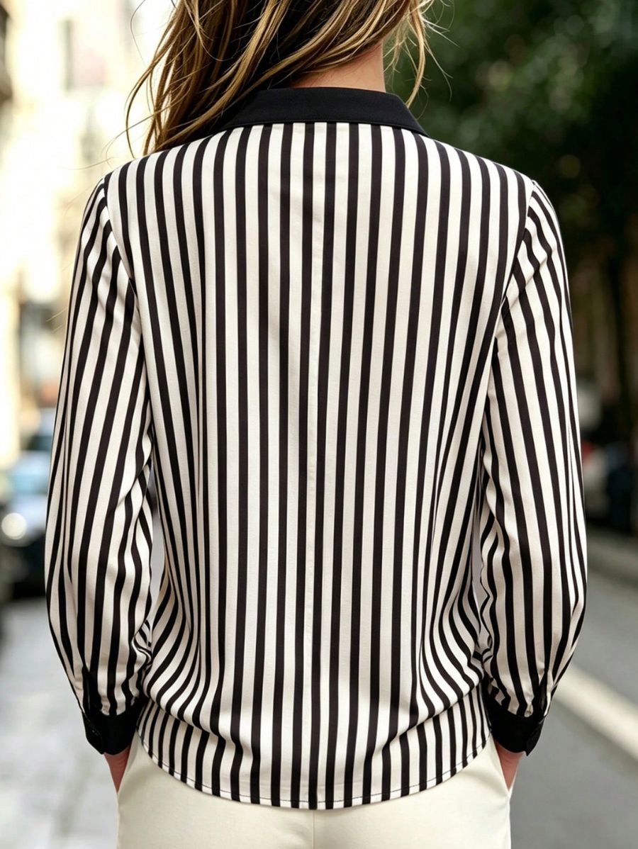 Blusa Manga Larga A Rayas Contrastante Blusa 23 ZAPRINI S 